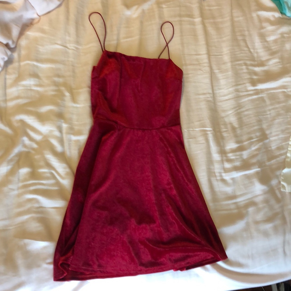 Urban outfitters red velvet dress xs